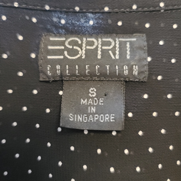 Esprit Collection Sheer Polka Dot Button Down Top Black Size S Small - Picture 6 of 7